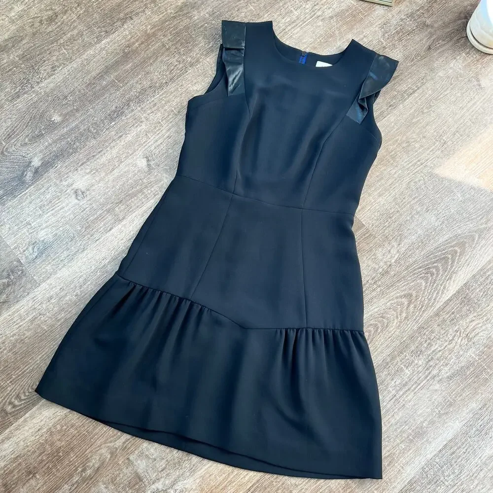 Sandro Black Ruffle Sleeveless Mini Dress Date Night Business - Picture 2 of 8